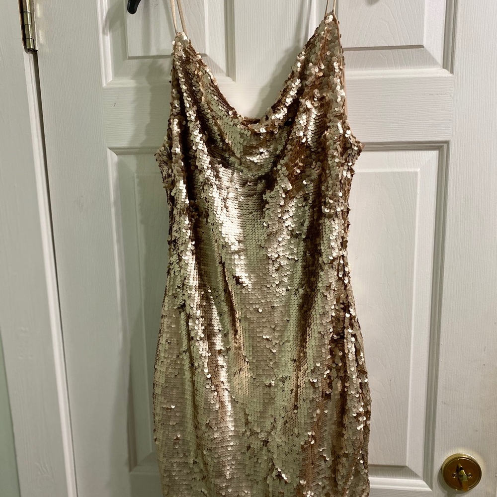 Vici dolls sequin mini dress, gold (NWT)